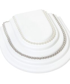 White Faux Leather Necklace Chain Jewelry Display Holder Tier Neckform Platform