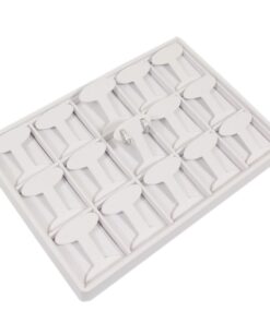 White Faux Leather 15 Pair T-Bar Earring Jewelry Display Holder Showcase Stand Tray