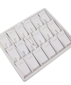 White Faux Leather 18 Slot Pendant Jewelry Display Holder Showcase Stand Tray