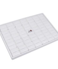 White Faux Leather 35 Slot Ring Jewelry Display Holder Showcase Stand Tray