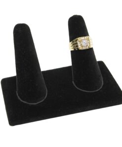 Black Velvet 2 Ring Jewelry Display Holder Long Finger Showcase Organizer Stand