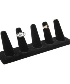 Black Velvet 5 Ring Jewelry Display Holder Long Five Finger Showcase Stand