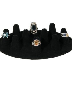 Black Velvet 10 Ring Jewelry Display Holder Showcase Ten Finger Stand Tray