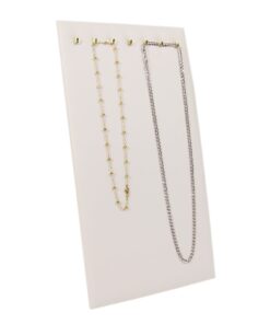 White Faux Leather 7 Hook Necklace Chain Jewelry Display Holder Neck Easel Stand