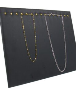 Black Faux Leather 15 Hook Necklace Chain Jewelry Display Holder Neck Easel Stand