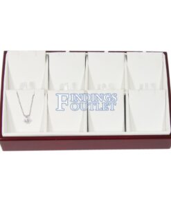 Rosewood White Faux Leather 8 Slot Pendant Jewelry Display Holder Showcase Tray Straight