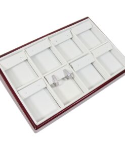 Rosewood White Faux Leather 8 Slot Earring Jewelry Display Holder Showcase Tray