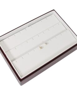 Rosewood White Faux Leather 15 Pair Earring Jewelry Display Holder Showcase Tray