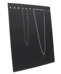 Black Faux Leather 12 Hook Necklace Chain Jewelry Display Holder Easel Stand