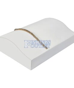 White Faux Leather Bracelet Jewelry Display Holder Contour Padded Showcase Stand Angle