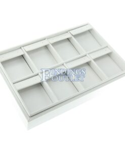 White Faux Leather 8 Slot Earring Jewelry Display Holder Showcase Slanted Tray Angle