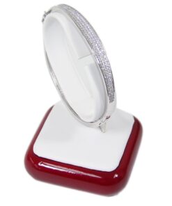 Rosewood White Faux Leather Watch Bangle Bracelet Jewelry Display Holder Stand