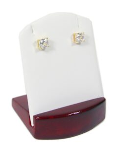 Rosewood White Faux Leather 1 Pair Earring Pendant Jewelry Display Holder Stand