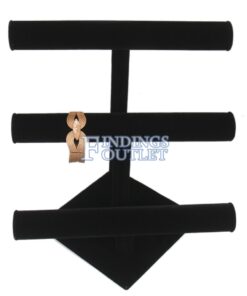 Black Velvet Bracelet & Necklace Jewelry Display Holder 3-Tier Medium Stand Straight