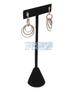 Black Velvet One Pair Earring Jewelry Display Holder Medium T-Bar Stand Showcase Angle