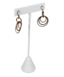 White Faux Leather One Pair Earring Jewelry Display Holder Medium T-Bar Stand Showcase