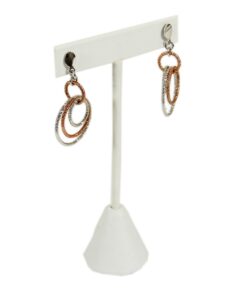 White Faux Leather One Pair Earring Jewelry Display Holder Small T-Bar Stand Showcase