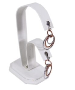 White Faux Leather Earring Jewelry Display Holder 2-Tier Rabbit Ear Style Stand