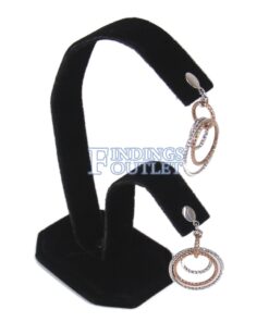 Black Velvet Earring Jewelry Display Holder 2-Tier Rabbit Ear Style Stand Angle