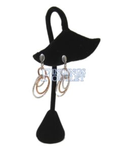 Black Velvet Four Pair Earring Jewelry Display Holder Ginko Style Stand Angle