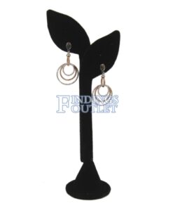 Black Velvet One Pair Earring Jewelry Display Holder Leaf Style Stand Dangling Straight