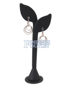 Black Faux Leather One Pair Earring Jewelry Display Holder Leaf Style Stand Dangling Straight