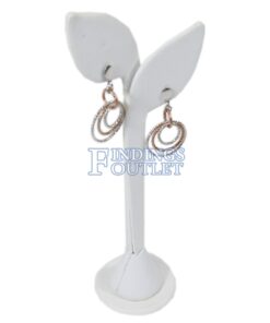 White Faux Leather One Pair Earring Jewelry Display Holder Leaf Style Stand Dangling Angle