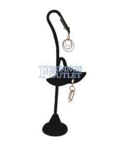 Black Velvet 8 Pair Earring Jewelry Display Holder Ginko 2-Tier Stand Angle