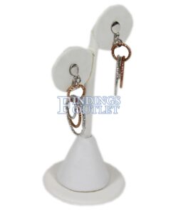 White Faux Leather Earring Jewelry Display Holder Elegant Fancy Circle Stand Angle