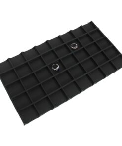 Black Faux Leather 40 Compartment Jewelry Display Holder Full Size Tray Liner