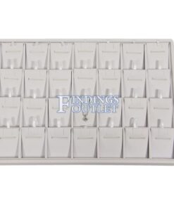 White Faux Leather 28 Slot Pendant Jewelry Display Holder Showcase Stand Tray Straight