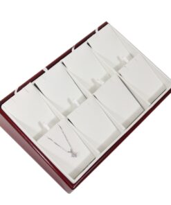 Rosewood White Faux Leather 8 Slot Pendant Jewelry Display Holder Showcase Tray