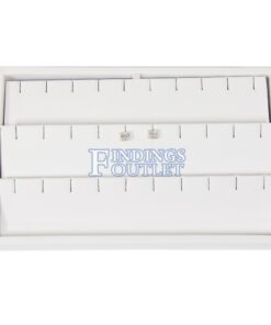 White Faux Leather 15 Slot Earring Jewelry Display Holder Showcase Slanted Tray Straight