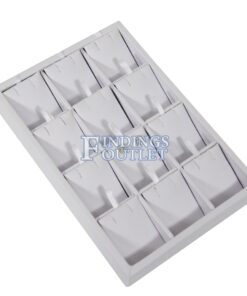 White Faux Leather 12 Pair Earring Jewelry Display Holder Showcase Organize Tray Angle