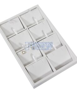 White Faux Leather 8 Slot Pendant & Earring Jewelry Display Holder Showcase Tray Angle