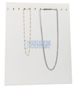 White Faux Leather 12 Hook Necklace Chain Jewelry Display Holder Easel Stand Straight