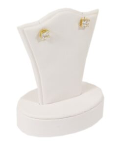 White Faux Leather One Pair Stud Earring Jewelry Display Holder Showcase Stand