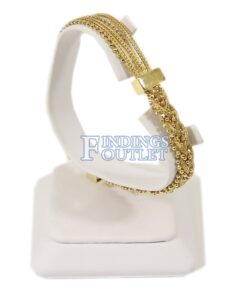 White Faux Leather Single Bracelet Jewelry Display Holder Showcase Collar Stand Angle