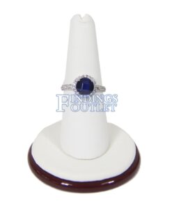 Rosewood White Faux Leather Single Ring Jewelry Display Holder Round Finger Stand Straight