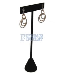 Black Velvet One Pair Earring Jewelry Display Holder Large T-Bar Stand Showcase Angle