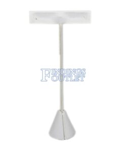 White Faux Leather One Pair Earring Jewelry Display Holder Medium T-Bar Stand Showcase Plain