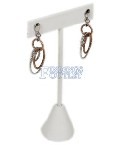 White Faux Leather One Pair Earring Jewelry Display Holder Large T-Bar Stand Showcase Angle