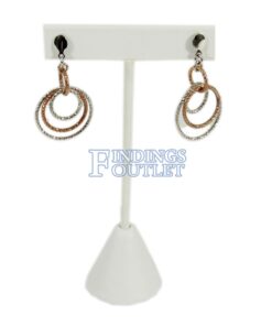 White Faux Leather One Pair Earring Jewelry Display Holder Small T-Bar Stand Showcase Straight