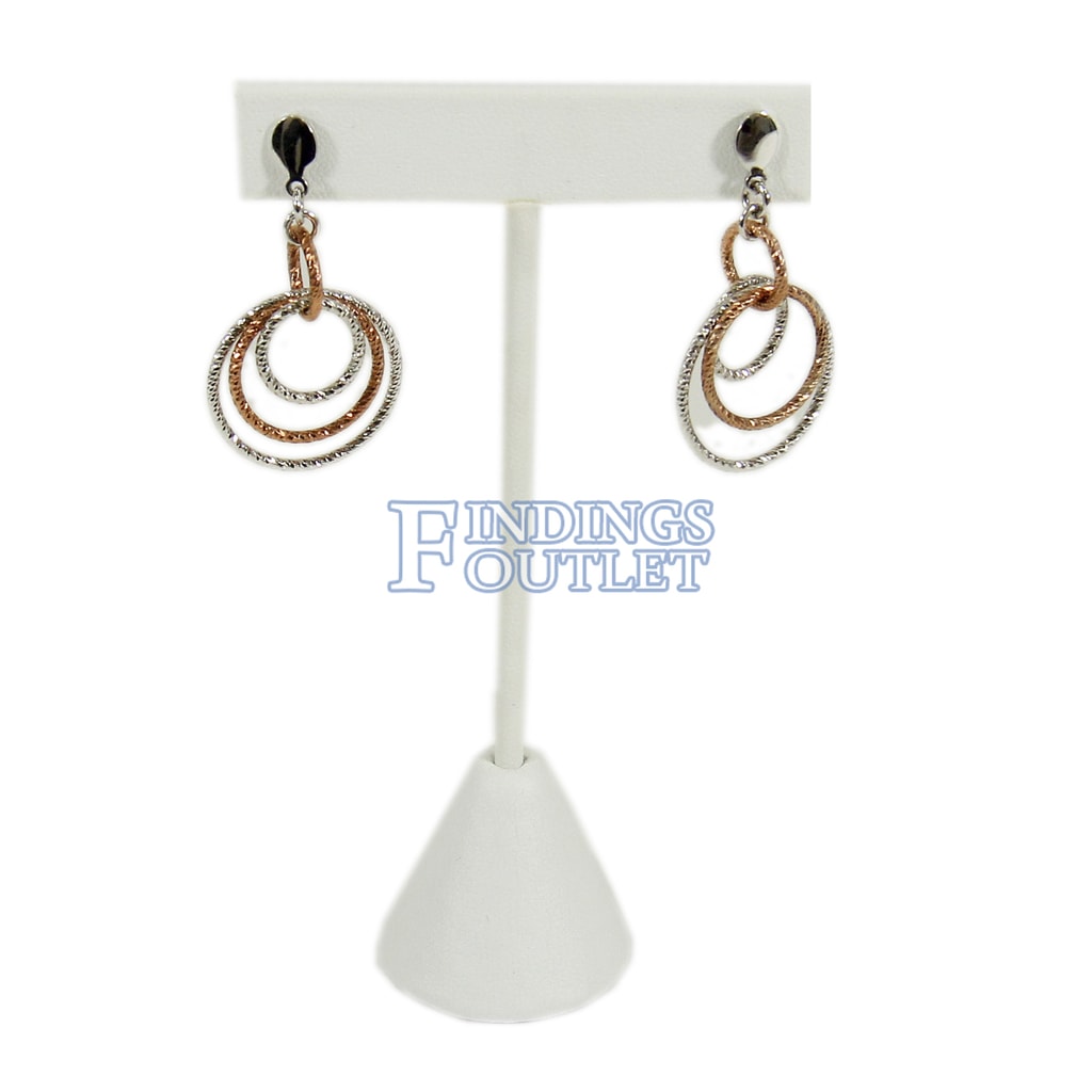 White Faux Leather One Pair Earring Jewelry Display Holder Small T-Bar ...