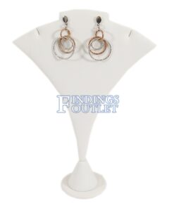 White Faux Leather Single Necklace & Earring Jewelry Display Holder Large Stand Straight