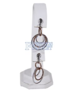 White Faux Leather Earring Jewelry Display Holder 2-Tier Rabbit Ear Style Stand Straight