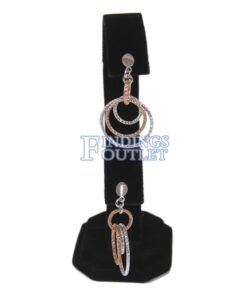 Black Velvet Earring Jewelry Display Holder 2-Tier Rabbit Ear Style Stand Straight