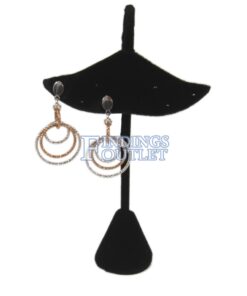 Black Velvet Four Pair Earring Jewelry Display Holder Ginko Style Stand Straight