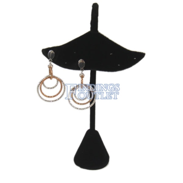 Black Velvet Four Pair Earring Jewelry Display Holder Ginko Style Stand Straight