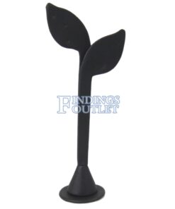 Black Faux Leather One Pair Earring Jewelry Display Holder Leaf Style Stand Dangling Plain